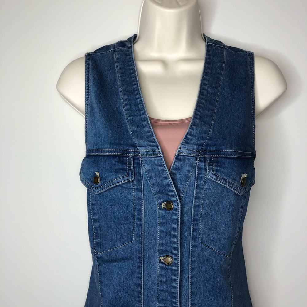 Free People Wandering Star Denim Mini Dress 12 - Picture 4 of 13